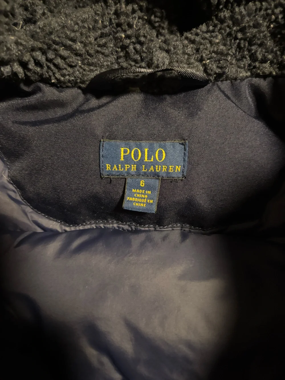 Polo Ralph Lauren Boys Size 6 Navy Hooded Winter Parka Jacket Fleece Lined